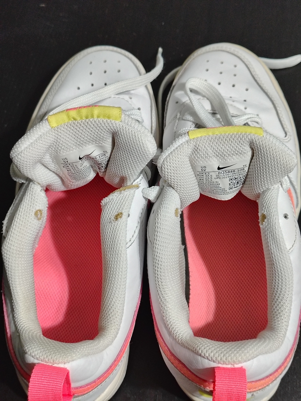 Nike White Low-Top Sneakers with Pink & Yellow Accents - Picture 2 of 9